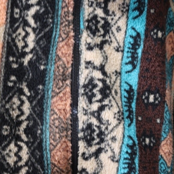 Unbranded Fleece Windbreaker Jacket 2XL Full Zip Peach Blue Southwestern Print - Picture 4 of 12
